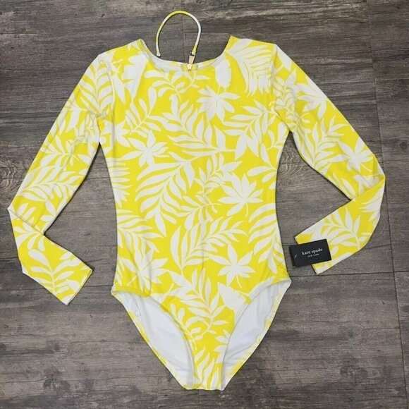 Kate Spade New York Yellow & White Leaf Print Top, Size Small, New With Tag - Picture 1 of 4